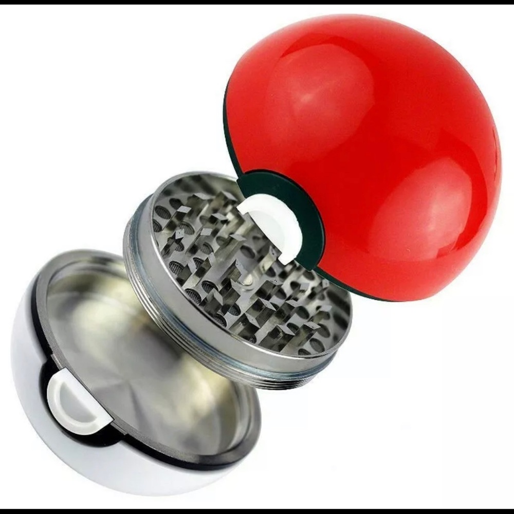 Pokeball Grinder Metal 3 Pieces Herb Tobacco Crusher 50mm Pokemon